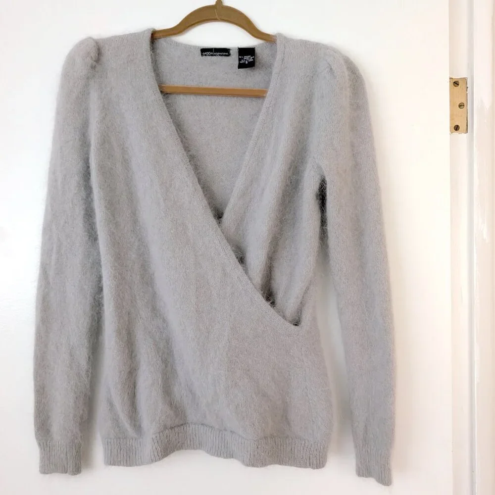Soft & Cozy Angora Blend Suplice Sweater, Size Small, Light Gray - Picture 1 of 4
